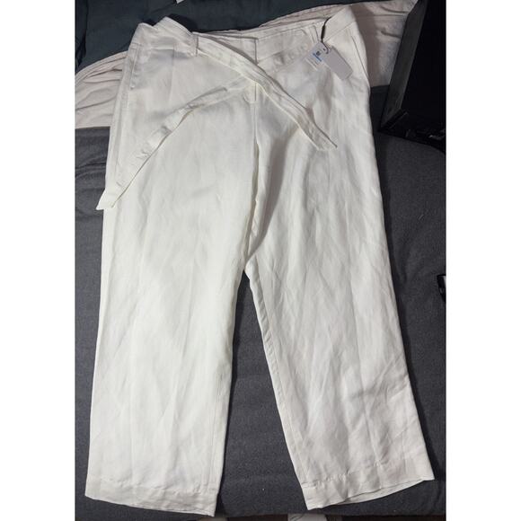 NWT Calvin Klein Sz 20W White Linen Blend Lined Womans Pants Size Wide Leg NWT - Picture 8 of 9